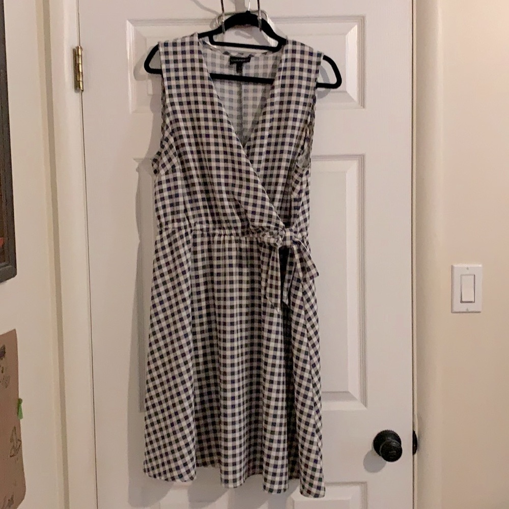 Blue Gingham Wrap Dress